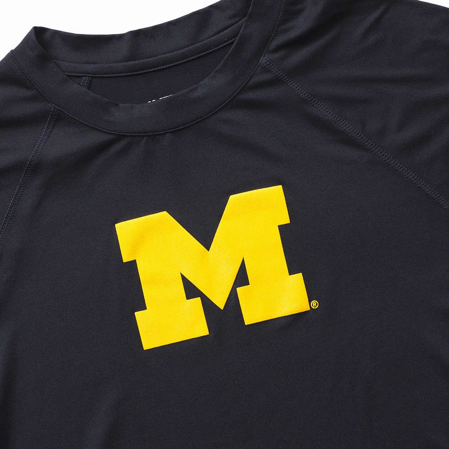 Wolverine x Valiant University of Michigan Sun-Stop Eco Long Sleeve Tee Póló Férfi Sötétkék | BOK812NQ